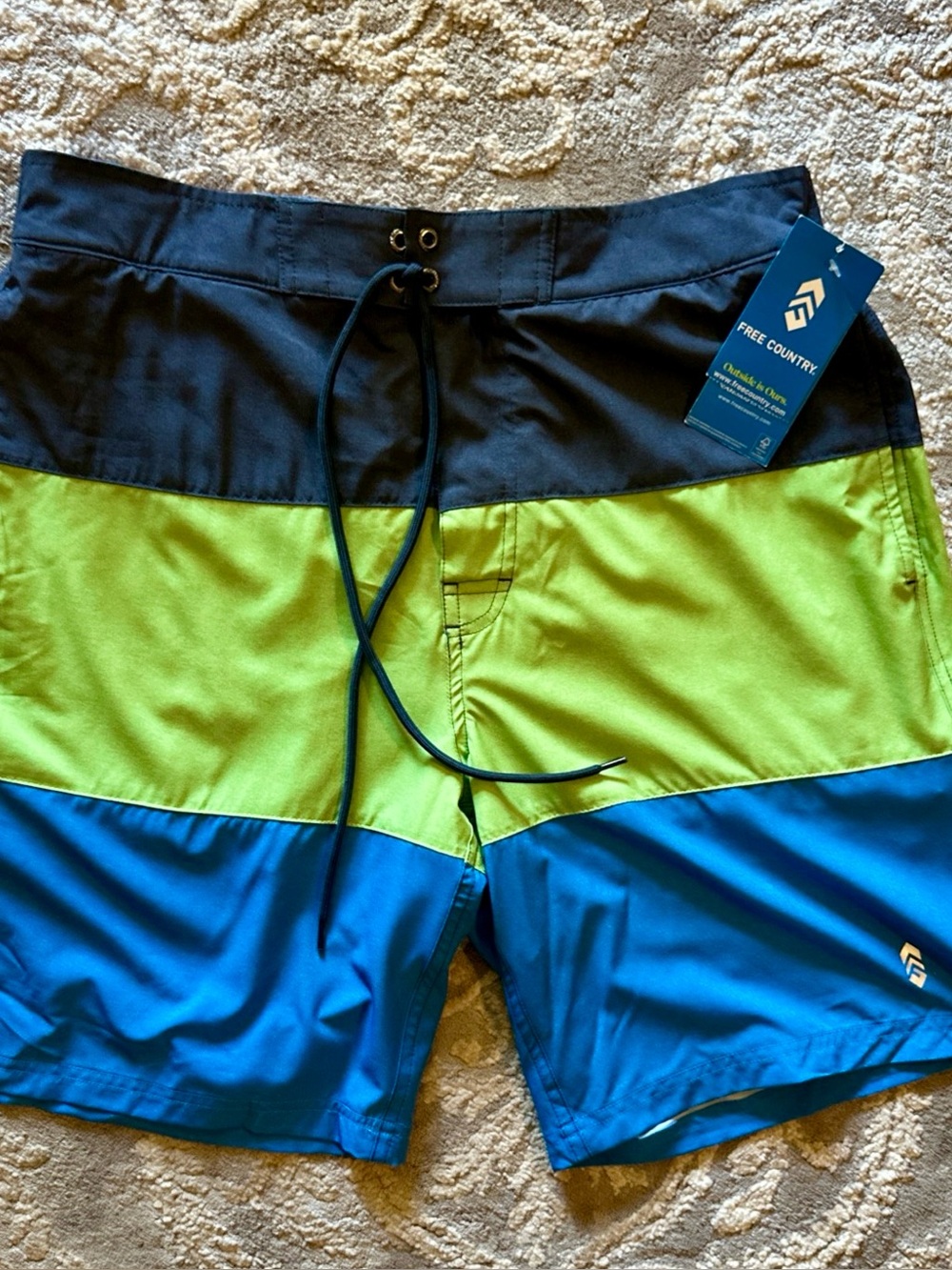 NWT Men’s Free Country FLX Free Swim Trunks Board Shorts w Liner Pockets Large